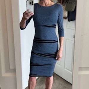 Anthropologie Bailey 44 M Jersey BodyCon Navy Striped Dress
